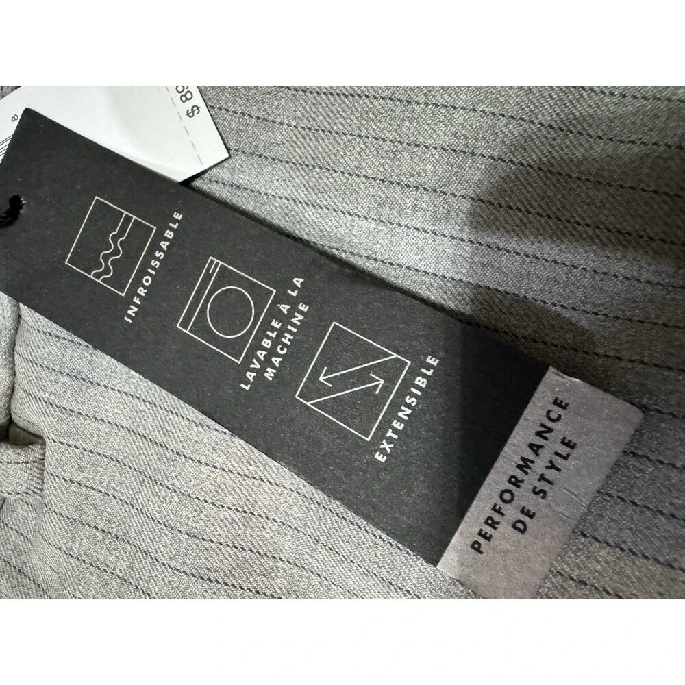 Banana Republic Men's Gray Pinstripe Slim-Fit Flat-Front Dress Pants Size 31X30